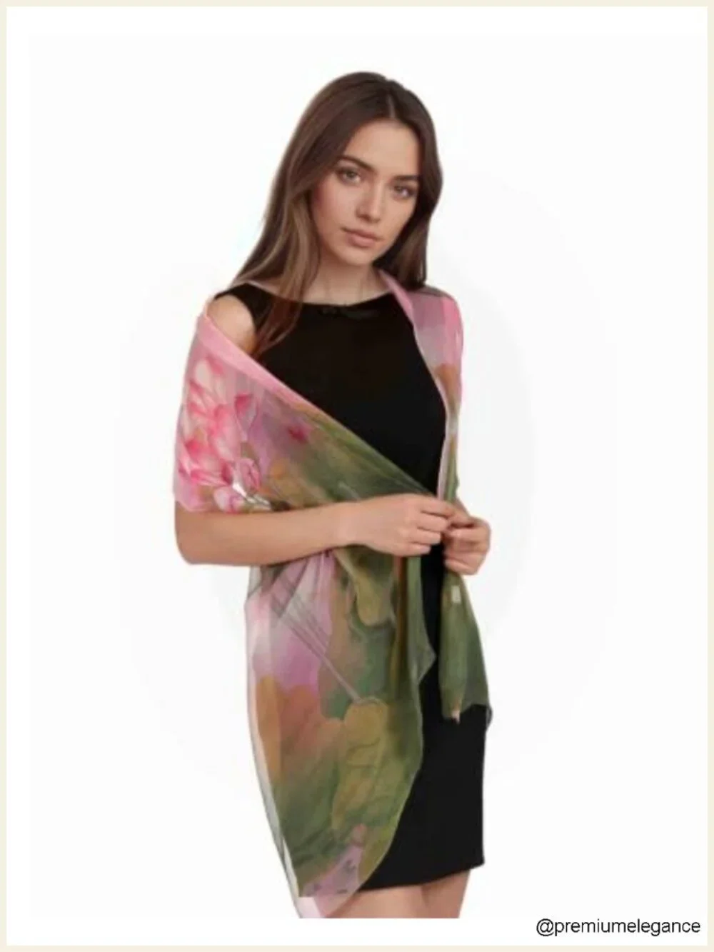 Lightweight Floral Print Scarf Women Silk Feeling Soft